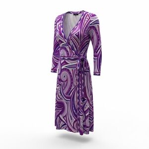 Luisa Spagnoli Purple and White Patterned Dress
